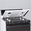Lift-up cooktop with easy-clean subtop
